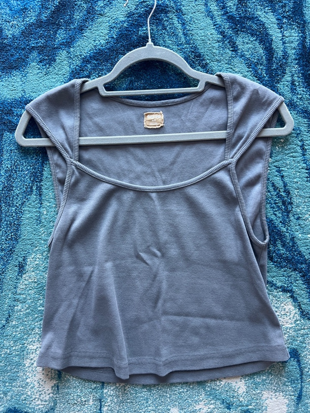 Free People Slate Blue Square Neck Tank Top